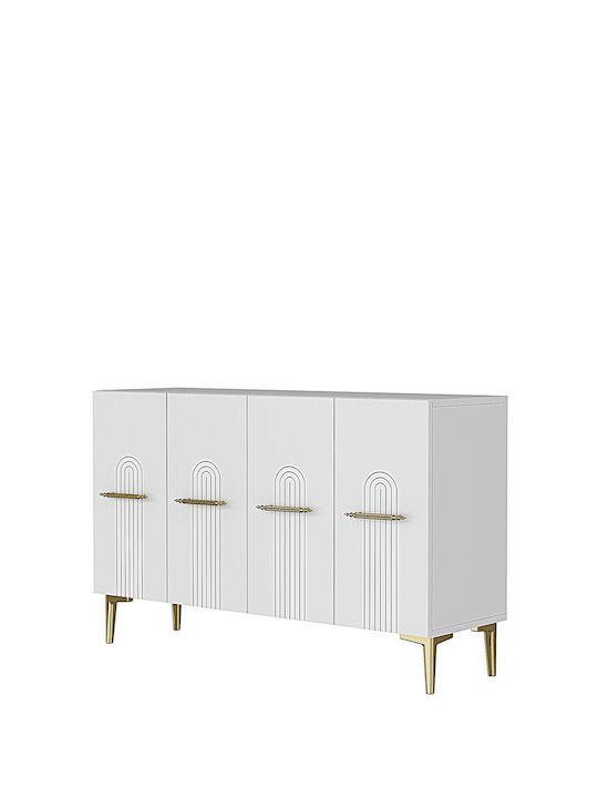 SteweHome Sideboard Aus Holz Weiß 120x32x75cm