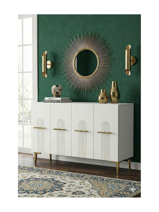 SteweHome Sideboard Aus Holz Weiß 120x32x75cm