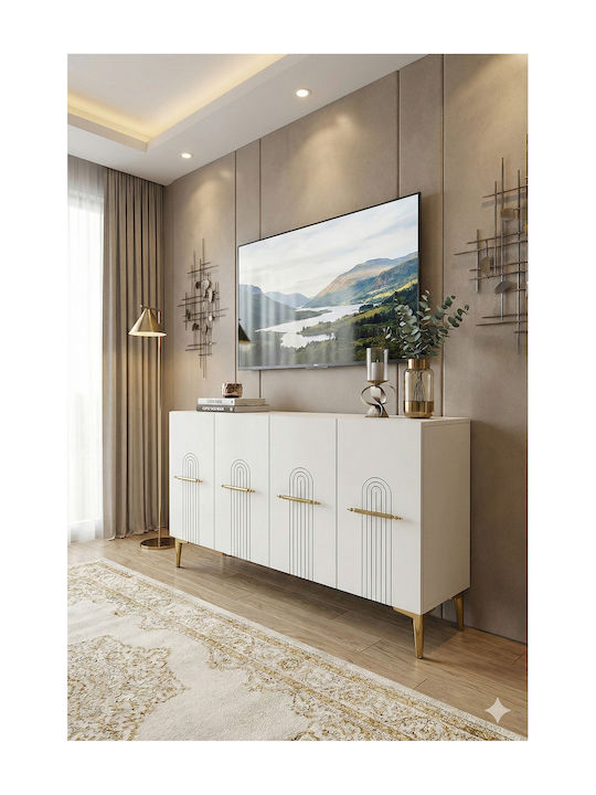 SteweHome Sideboard Aus Holz Weiß 120x32x75cm