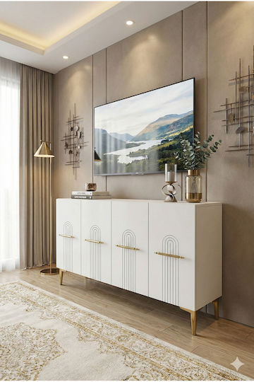 Μπουφές Ξύλινος Λευκός 120x32x75cm