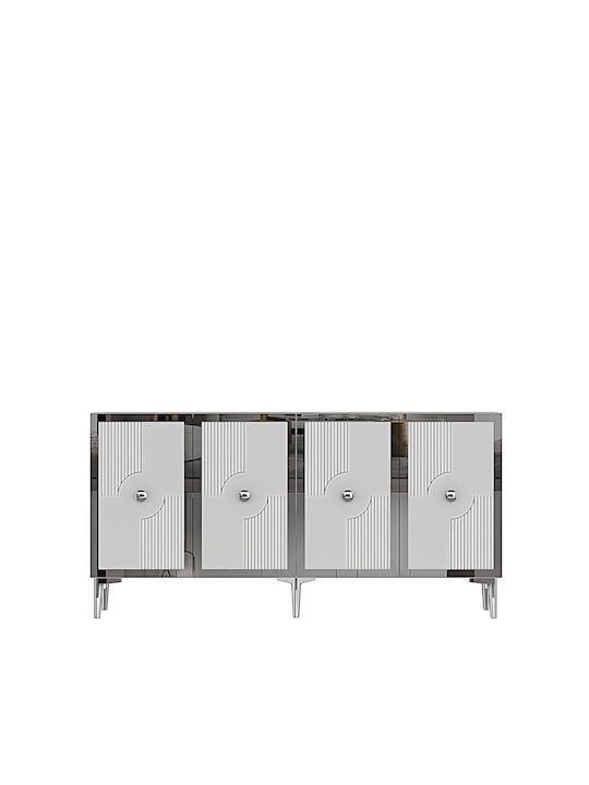 SteweHome Sideboard Holz 150x32x75cm Weiß