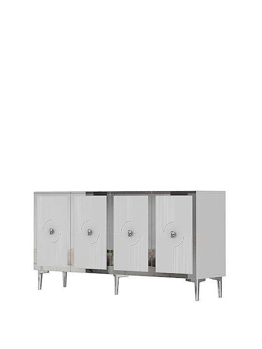 SteweHome Sideboard Holz 150x32x75cm Weiß