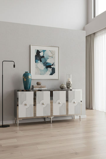Μπουφές Ξύλινος Λευκός 150x32x75cm