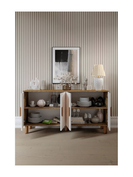 SteweHome Sideboard Aus Holz Ecru 160x40x79cm