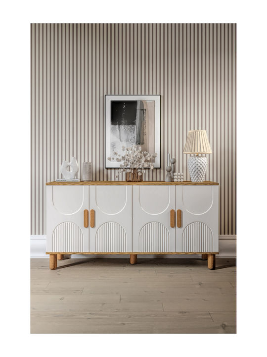 SteweHome Sideboard Aus Holz Ecru 160x40x79cm