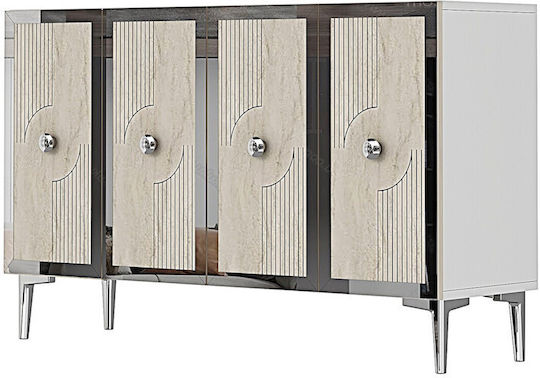 Wooden Sideboard White 120x32x75cm