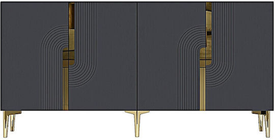 Μπουφές Ξύλινος με Καθρέπτη Γκρι 180x32x75cm