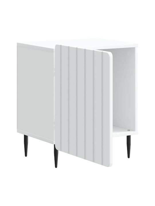 Wooden Bedside Table with Metal Legs White 43x34.5x52cm