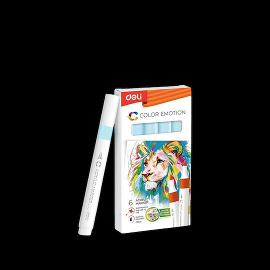 Deli Designing Markers Light Blue Set 6 Pieces