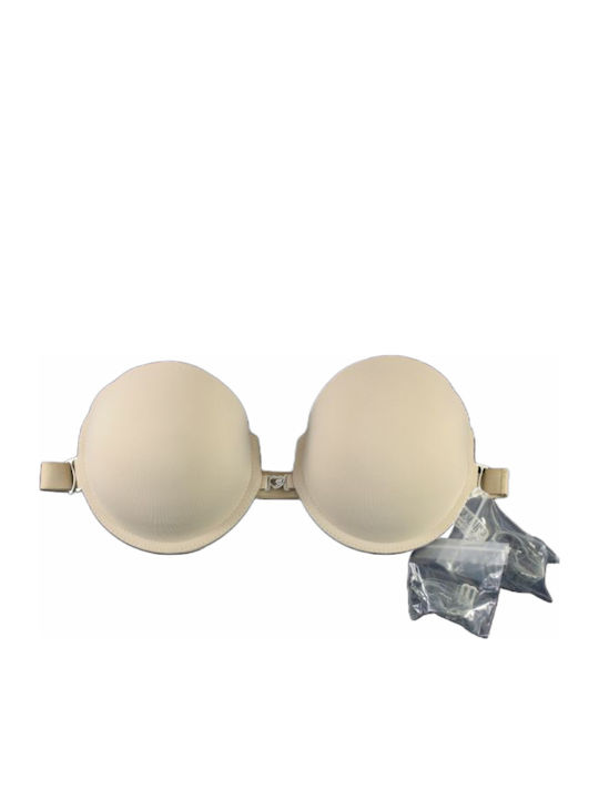 Lynette Μπεζ Strapless Σουτιέν χωρίς Ενίσχυση