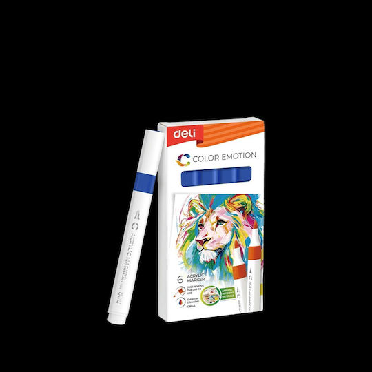Deli Designing Markers Blue Set 6 Pieces