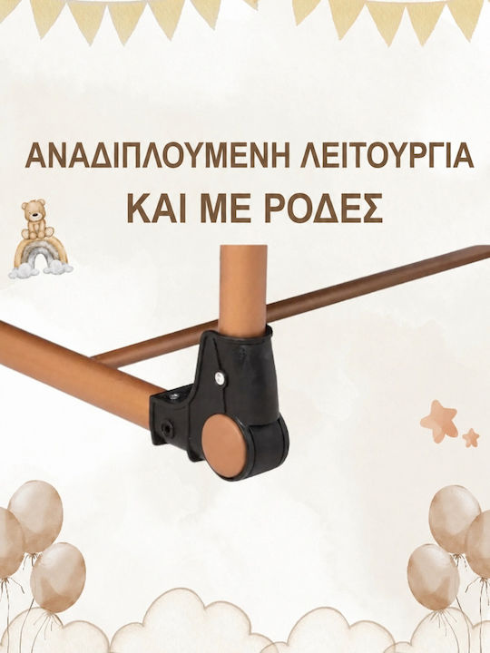 SteweHome Λίκνο με Στρώμα και Ρόδες Μαύρο
