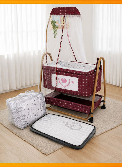 SteweHome Babywiege mit Matratze und Rädern Marineblau