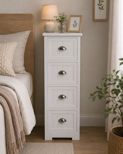 Wooden Storage Drawers with 4 Drawers L35xW30xH90cm Wooden Storage Drawers with 4 Drawers L35xW30xH90cm