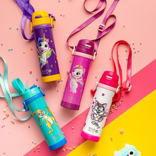 Nava "we Care" Kids Stainless Steel Thermos Water Bottle with Straw 500ml