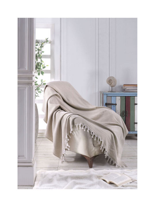 SteweHome Knitted Armchair Throw 160x160cm Natural