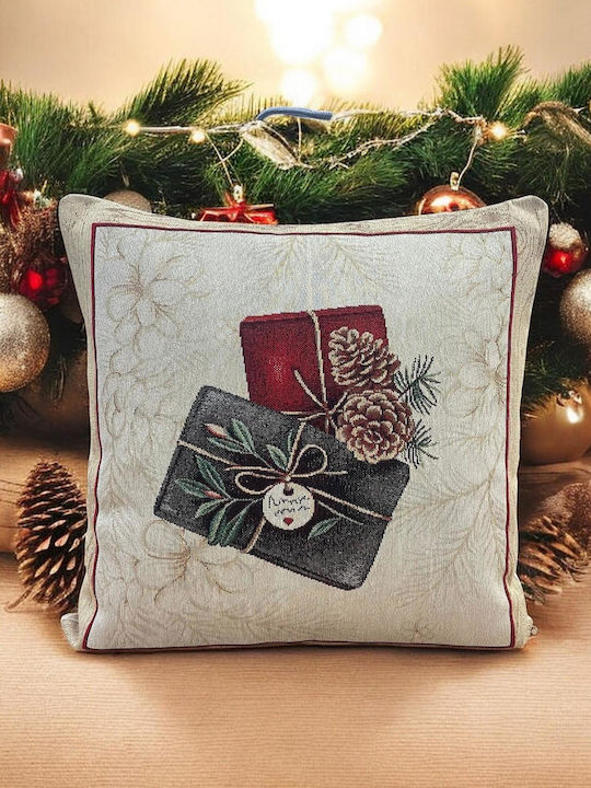 Linea Home Christmas Decorative Square Pillowcase Box Beige XMAS Box A 45x45cm