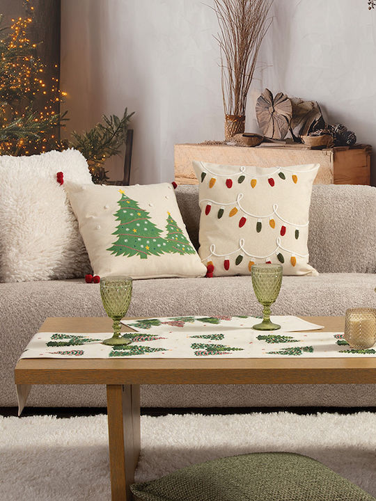 Decorative Christmas Pillow Filling Happy Holiday Tree Beige Nef-nef Homeware 45x45