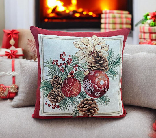 Linea Home Husă Decorativă de Crăciun pentru Pernă Pătrată Roșu 45x45buc