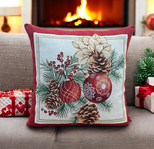 Linea Home Husă Decorativă de Crăciun pentru Pernă Pătrată Roșu 45x45buc