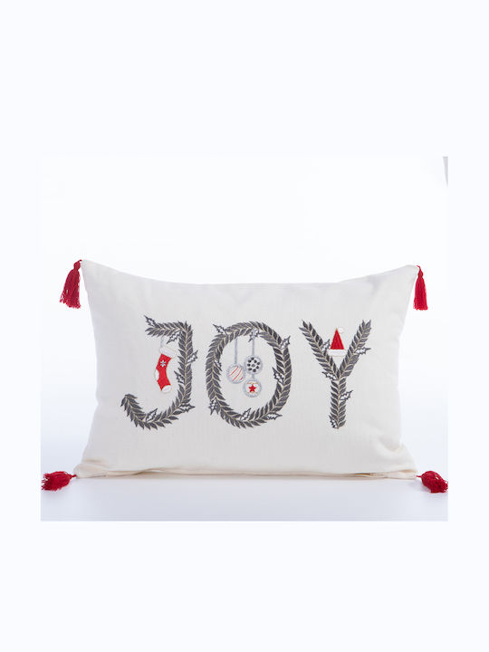 Nef-Nef Homeware Perna Decorativă de Crăciun Christmas Is All Around Oblong Alb 30x45buc