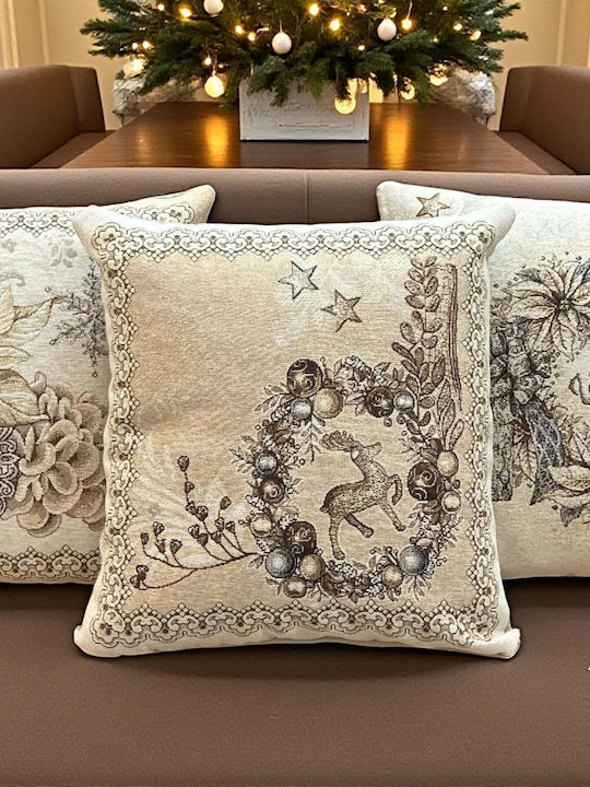 Linea Home Christmas Decorative Square Pillowcase Beige 45x45cm