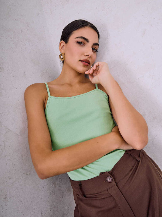 Celestino Women's Monochrome Mint Spaghetti Strap Blouse