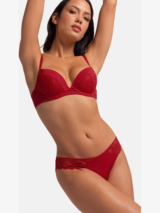 Κόκκινο & Μπεζ Sutien pentru Decolteu Adânc cu Baloane 2Pack