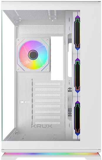 Atron Gaming Midi Tower Computer Case with Side Window and ARGB Lighting White