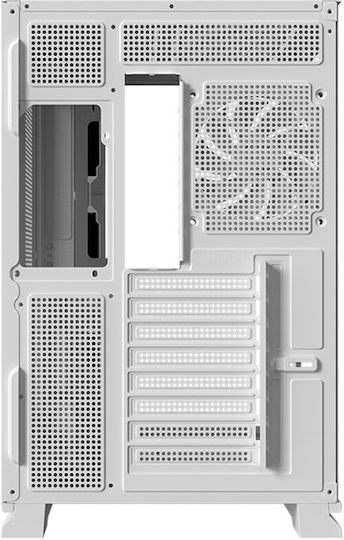 Atron Gaming Midi Tower Computer Case with Side Window and ARGB Lighting White