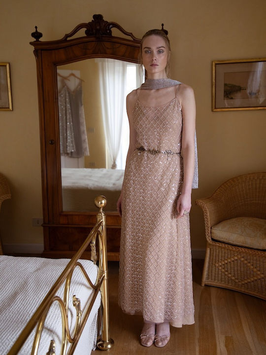 Maxi Dress for Wedding and Christening Pale Pink