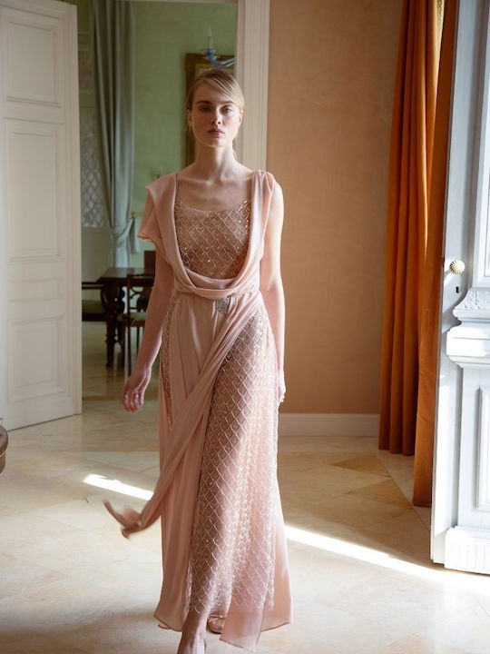 Maxi Dress for Wedding and Christening Pale Pink
