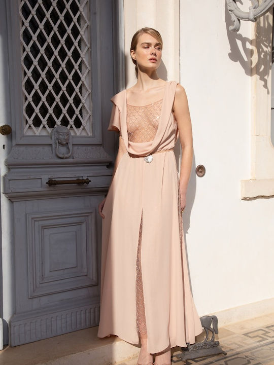 Maxi Dress for Wedding and Christening Pale Pink