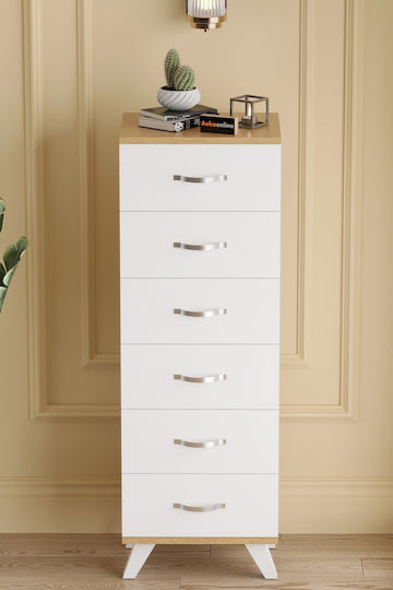 Bedroom Chest of Drawers Wooden with 6 Drawers Grey 45x36x132cm