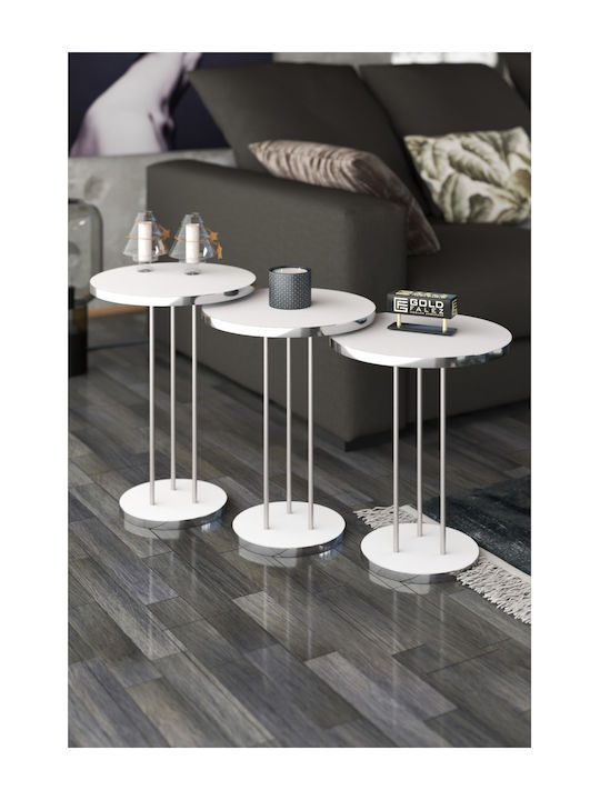 Round Zigon Set Wooden Silver 3 Pieces W34xL34xH48cm