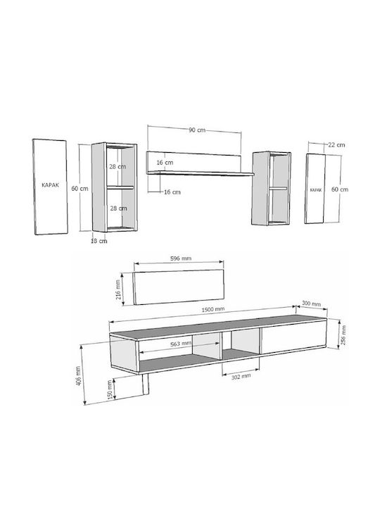 Gold TV Stand L150xD30xH41cm