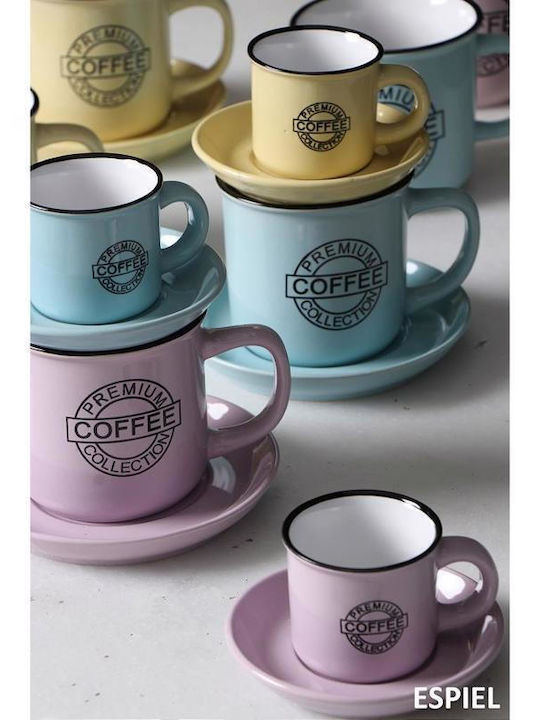 Espiel Сет Чаши Еспресо Керамични Розови 90ml 6 Бройки