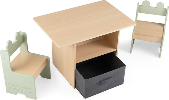 Kids Table Set with Chairs for Painting Green Costway