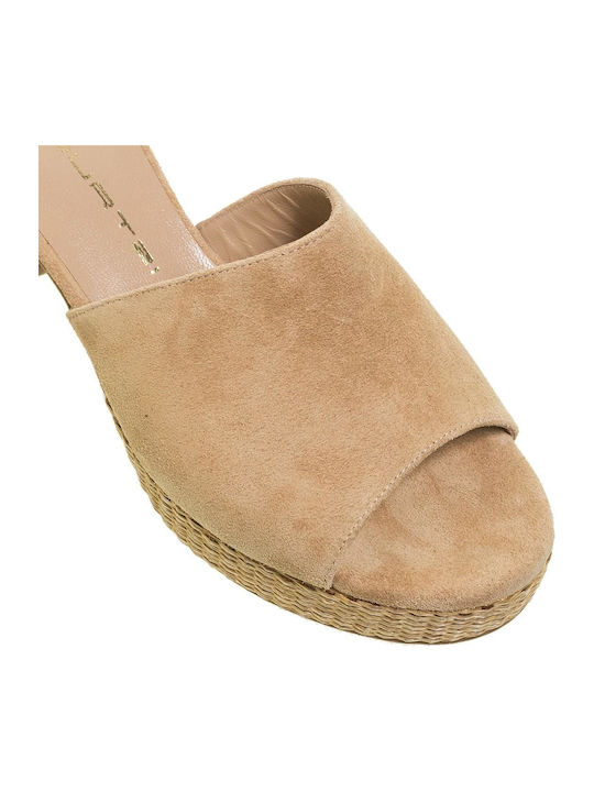 Suede Mules με Τακούνι Biscuit