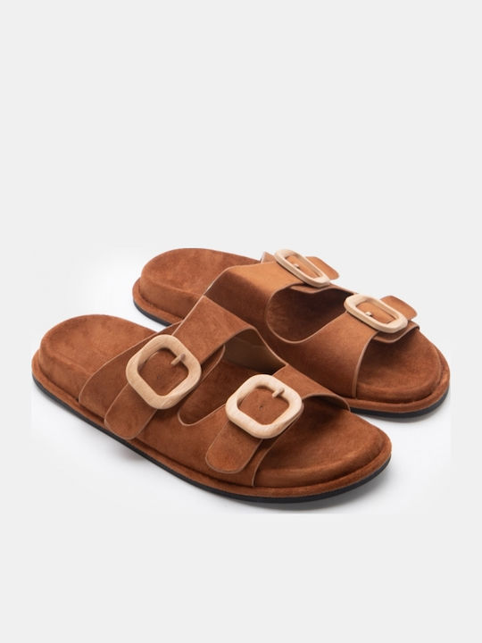 Damen Flatforms Braune Sandalen