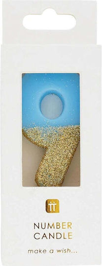 Talking Tables Birthday Candle Number "9" in Light Blue Color BDAY-CANDLE-BLU-9