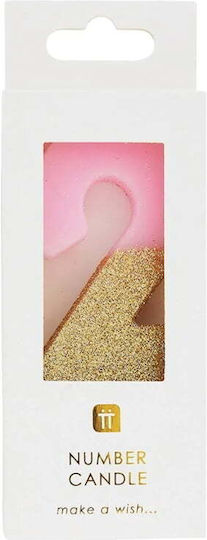 Talking Tables Geburtstagskerze Nummer "2" in Rosa Farbe BDAY-CANDLE-2