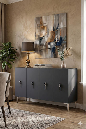 Wooden Sideboard Gray 120x30x75cm