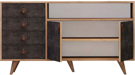 Μπουφές Ξύλινος με Συρτάρια Χρυσός 140x40x86cm