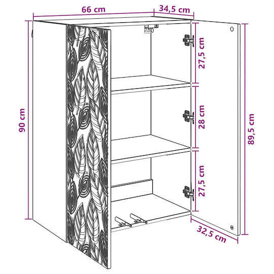 vidaXL Dulap De Baie 66x34.5x90cm Gri