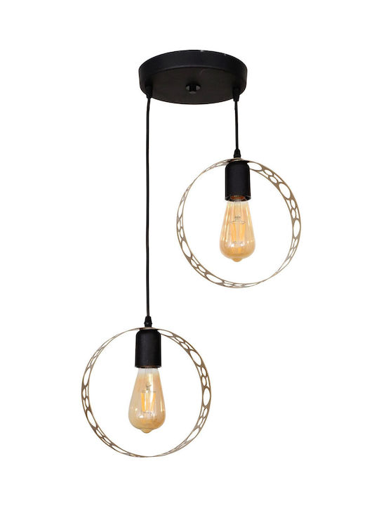 SteweHome Black Pendant Ceiling Light with E27 Socket 70x35cm