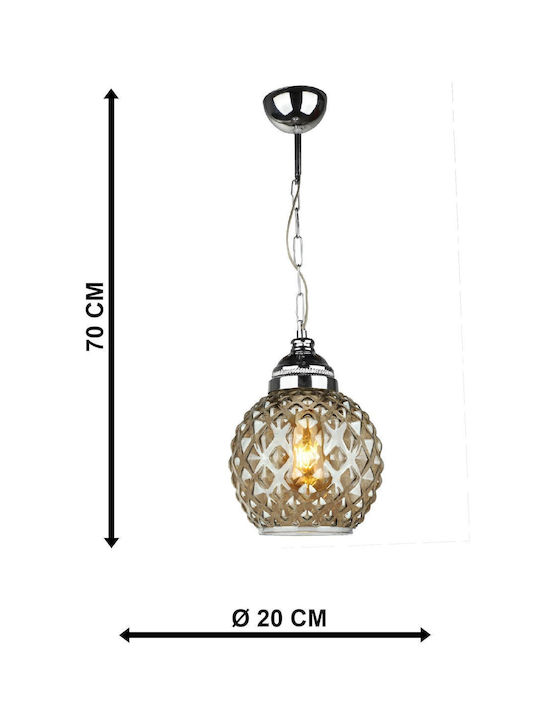 SteweHome Gray Pendant Ceiling Light with E27 Socket 20x20cm