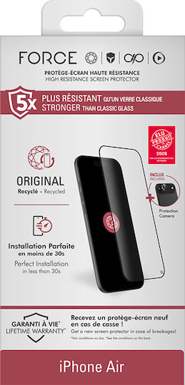 Force Glass 2.5d Gehärtetes Glas Displayschutzfolie Linse Schutz Pack iPhone Air Transparent