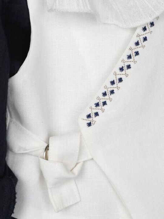 Bambolino Baptism Suit with Vest for Boys Linen White