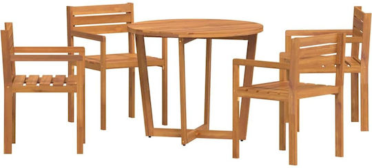 Garden & Outdoor Furniture Sets Dining Room Set 5 Pieces Acacia